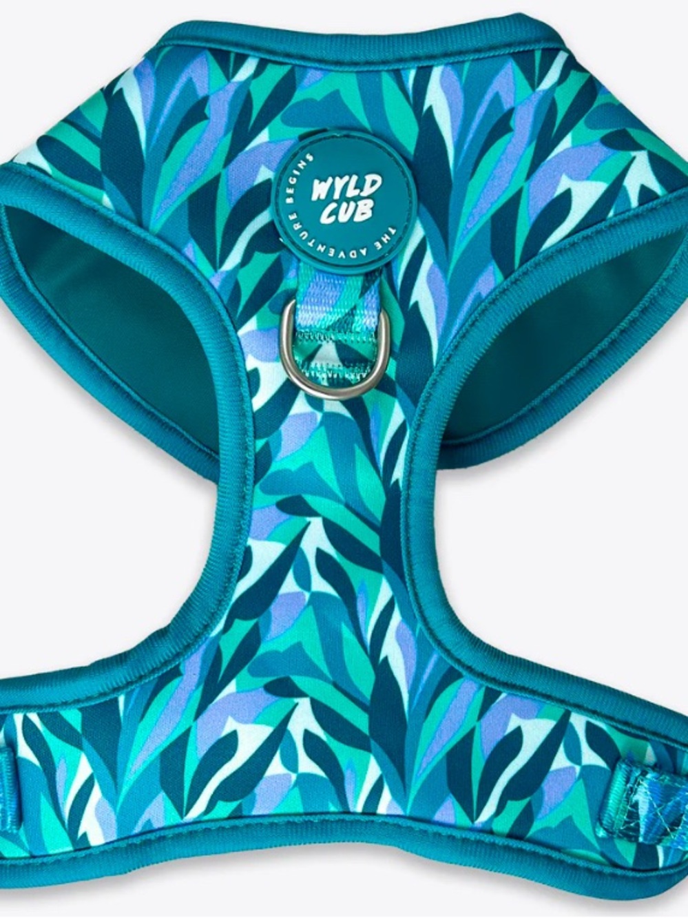 Teal Leaf Pattern Dog Harness